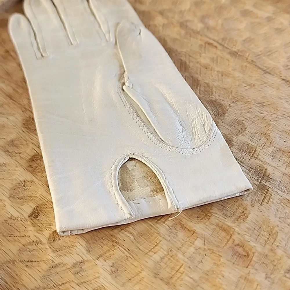 100% Silk & Leather Vintage Gloves WP 9633